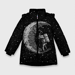 Куртка зимняя для девочки Лунный шахтер, цвет: 3D-черный