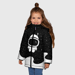 Куртка зимняя для девочки Маленький космонавт, цвет: 3D-черный — фото 2