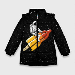 Куртка зимняя для девочки Сладкая ракета, цвет: 3D-черный