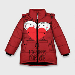 Куртка зимняя для девочки Мы вместе навсегда, цвет: 3D-черный