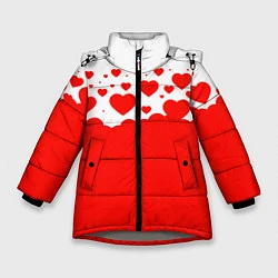 Куртка зимняя для девочки Сердечки, цвет: 3D-светло-серый