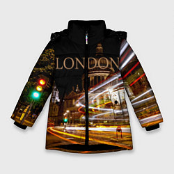 Куртка зимняя для девочки Улицы Лондона, цвет: 3D-черный