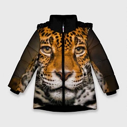 Куртка зимняя для девочки Взгляд ягуара, цвет: 3D-черный