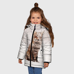 Куртка зимняя для девочки Снежная лисица, цвет: 3D-черный — фото 2