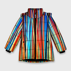 Куртка зимняя для девочки Colored stripes, цвет: 3D-черный