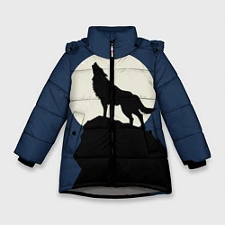 Куртка зимняя для девочки Вой на луну, цвет: 3D-светло-серый