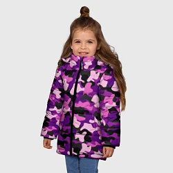 Куртка зимняя для девочки Камуфляж: фиолетовый/розовый, цвет: 3D-черный — фото 2