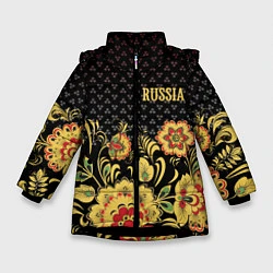Куртка зимняя для девочки Russia: black edition, цвет: 3D-черный
