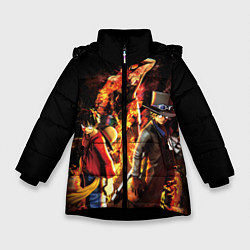 Куртка зимняя для девочки Ван-Пис, цвет: 3D-черный