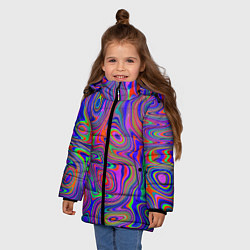 Куртка зимняя для девочки Цветная текстура 5, цвет: 3D-черный — фото 2