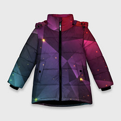 Куртка зимняя для девочки Colorful triangles, цвет: 3D-черный