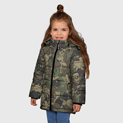 Куртка зимняя для девочки Камуфляж с черепами, цвет: 3D-черный — фото 2