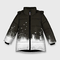 Куртка зимняя для девочки Ночная полянка, цвет: 3D-черный