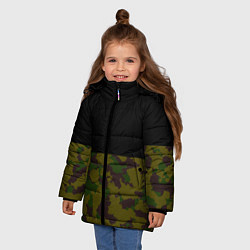 Куртка зимняя для девочки Лесной Камуфляж 1, цвет: 3D-черный — фото 2