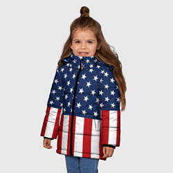 Куртка зимняя для девочки Флаг США, цвет: 3D-черный — фото 2