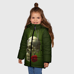 Куртка зимняя для девочки Череп и роза, цвет: 3D-светло-серый — фото 2