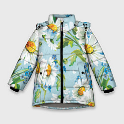 Куртка зимняя для девочки Ромашки, цвет: 3D-светло-серый