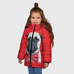Куртка зимняя для девочки Довольный мопс: реализм, цвет: 3D-черный — фото 2