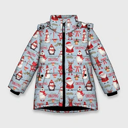 Куртка зимняя для девочки Рождественская Милота, цвет: 3D-черный