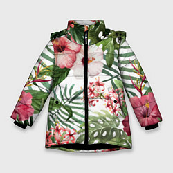 Куртка зимняя для девочки Таинственный остров, цвет: 3D-черный