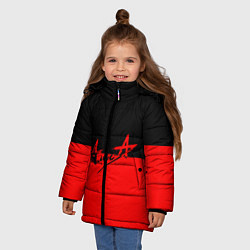 Куртка зимняя для девочки АлисА: Черный & Красный, цвет: 3D-красный — фото 2