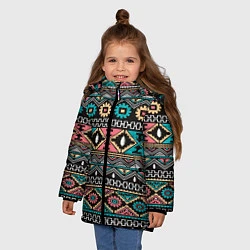 Куртка зимняя для девочки Греческий орнамент, цвет: 3D-черный — фото 2
