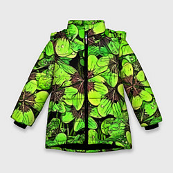 Куртка зимняя для девочки Clover pattern, цвет: 3D-черный