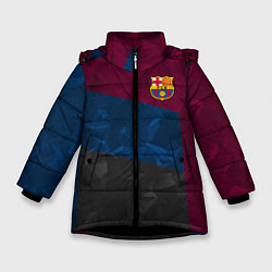 Куртка зимняя для девочки FC Barcelona: Dark polygons, цвет: 3D-черный