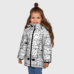 Куртка зимняя для девочки Совушки: узор, цвет: 3D-черный — фото 2