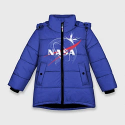 Куртка зимняя для девочки NASA: Blue Space, цвет: 3D-черный