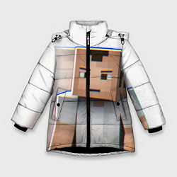 Куртка зимняя для девочки Minecraft: White Creeper, цвет: 3D-черный