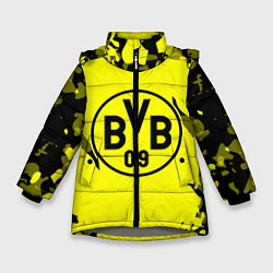 Куртка зимняя для девочки FC Borussia Dortmund: Yellow & Black, цвет: 3D-светло-серый