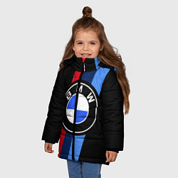 Куртка зимняя для девочки BMW 2021 M SPORT БМВ М СПОРТ, цвет: 3D-черный — фото 2