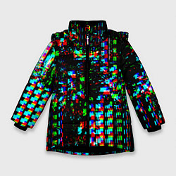 Куртка зимняя для девочки Optical Glitch, цвет: 3D-черный