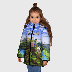 Куртка зимняя для девочки Майнкрафт: Илья, цвет: 3D-черный — фото 2