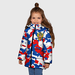 Куртка зимняя для девочки Герб РФ Милитари, цвет: 3D-черный — фото 2