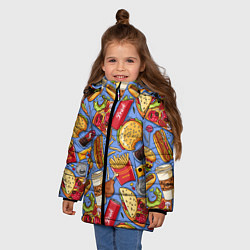 Куртка зимняя для девочки Fastfood Life, цвет: 3D-черный — фото 2