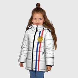Куртка зимняя для девочки Франция: лента с гербом, цвет: 3D-светло-серый — фото 2