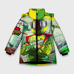 Куртка зимняя для девочки GTA V: Online Racer, цвет: 3D-черный