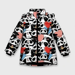 Куртка зимняя для девочки Funny Pandas, цвет: 3D-черный