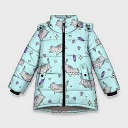 Куртка зимняя для девочки Кавайные котики, цвет: 3D-светло-серый