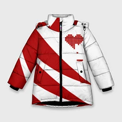 Куртка зимняя для девочки Игра в сердца, цвет: 3D-черный