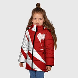 Куртка зимняя для девочки Игра в сердца, цвет: 3D-черный — фото 2
