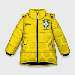 Куртка зимняя для девочки Brazil Team: WC 2018, цвет: 3D-черный