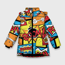 Куртка зимняя для девочки Boom Pop Art, цвет: 3D-черный