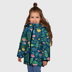 Куртка зимняя для девочки Тропический лес, цвет: 3D-черный — фото 2