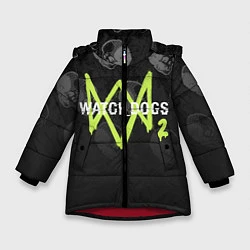 Куртка зимняя для девочки Watch Dogs 2: Skulls Pattern, цвет: 3D-красный