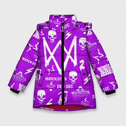 Куртка зимняя для девочки Watch Dogs 2: Violet Pattern, цвет: 3D-красный