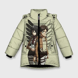 Куртка зимняя для девочки Атака Титанов, цвет: 3D-черный