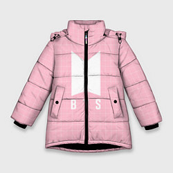 Куртка зимняя для девочки BTS: Pink Grid, цвет: 3D-черный